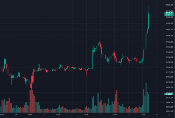 Цена BTC превысила $20000, аналитики ждут сильное движение Цена BTC превысила $20000, аналитики ждут сильное движение